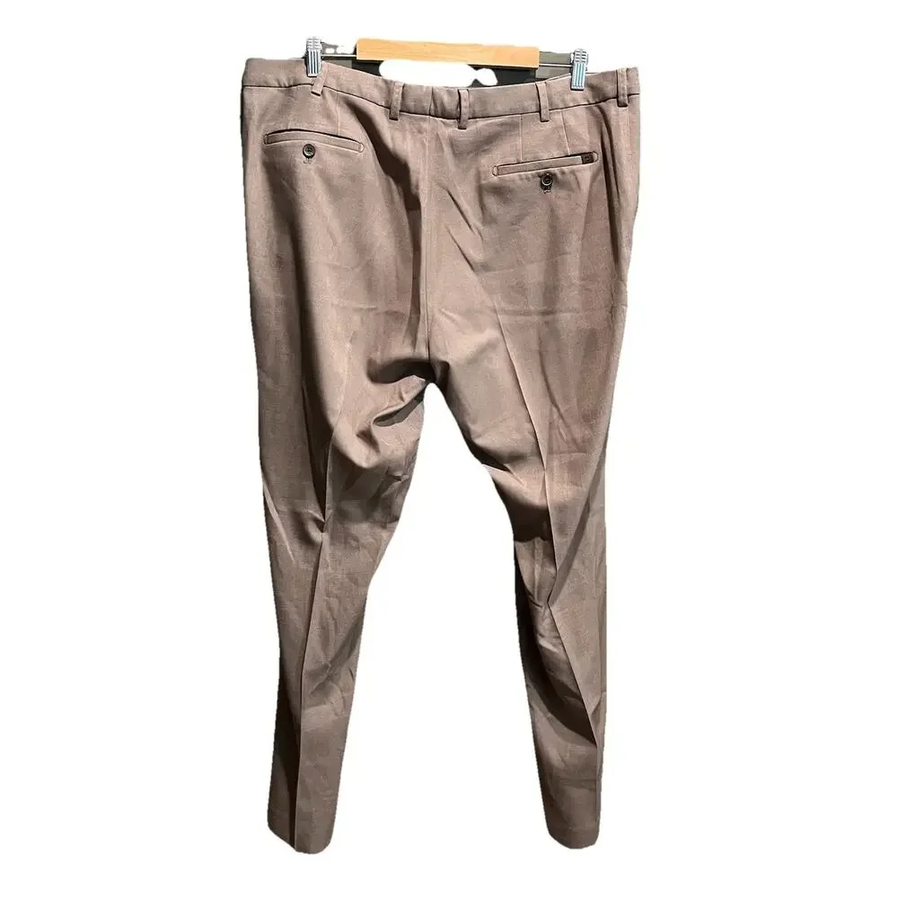 Peter Millar‎ Crown Crafted Brown 100% Poly Pleated Men's Chino Pants Size 40/32